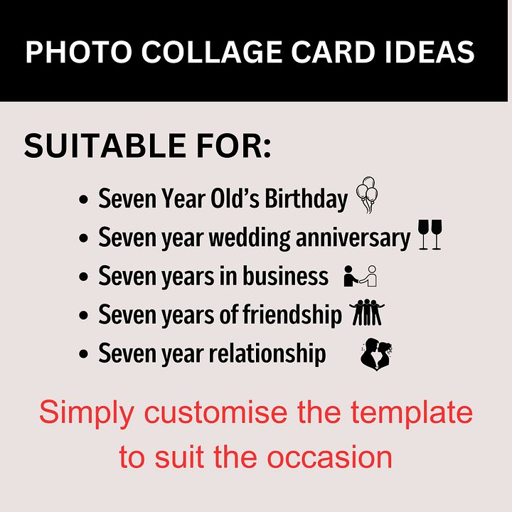 Seven Year Celebration Card Photo Collage Canva Template product image (2)