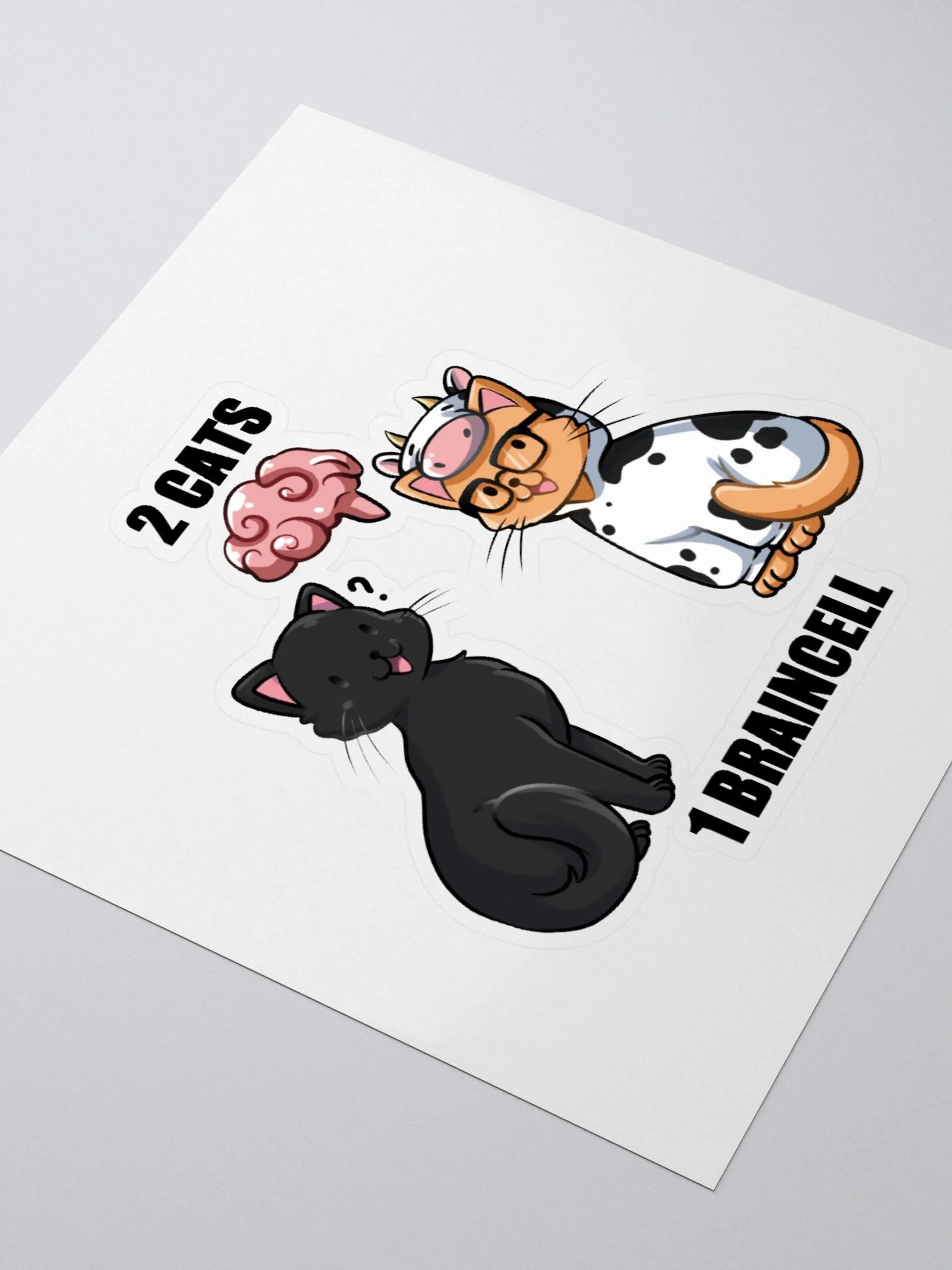 2 Cats 1 Braincell Sticker product image (3)