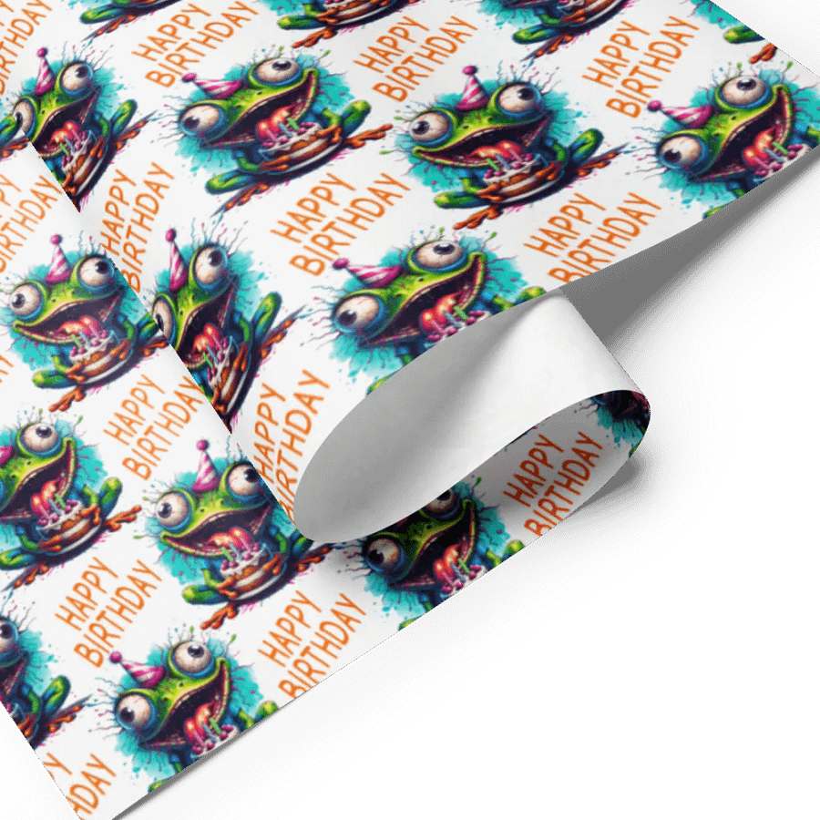 Frog Birthday Wrapping Paper Sheets | Happy Birthday Gift Wrap Set product image (5)