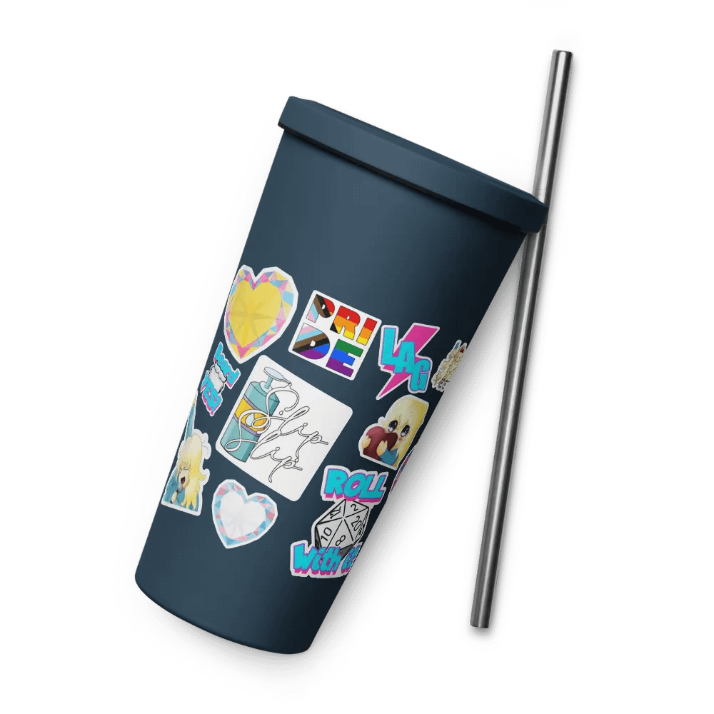 Faux Sticker Insulated Tumbler with Lid and Straw product image (10)