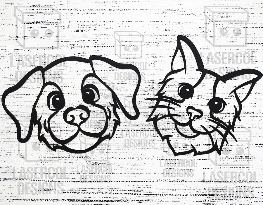 Cute Dog and Cat Wall Art - Laser Cut Files product image (10)