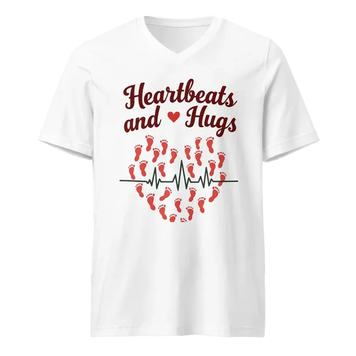 EKG Heartbeats and Hugs V-Neck Tee product image (1)