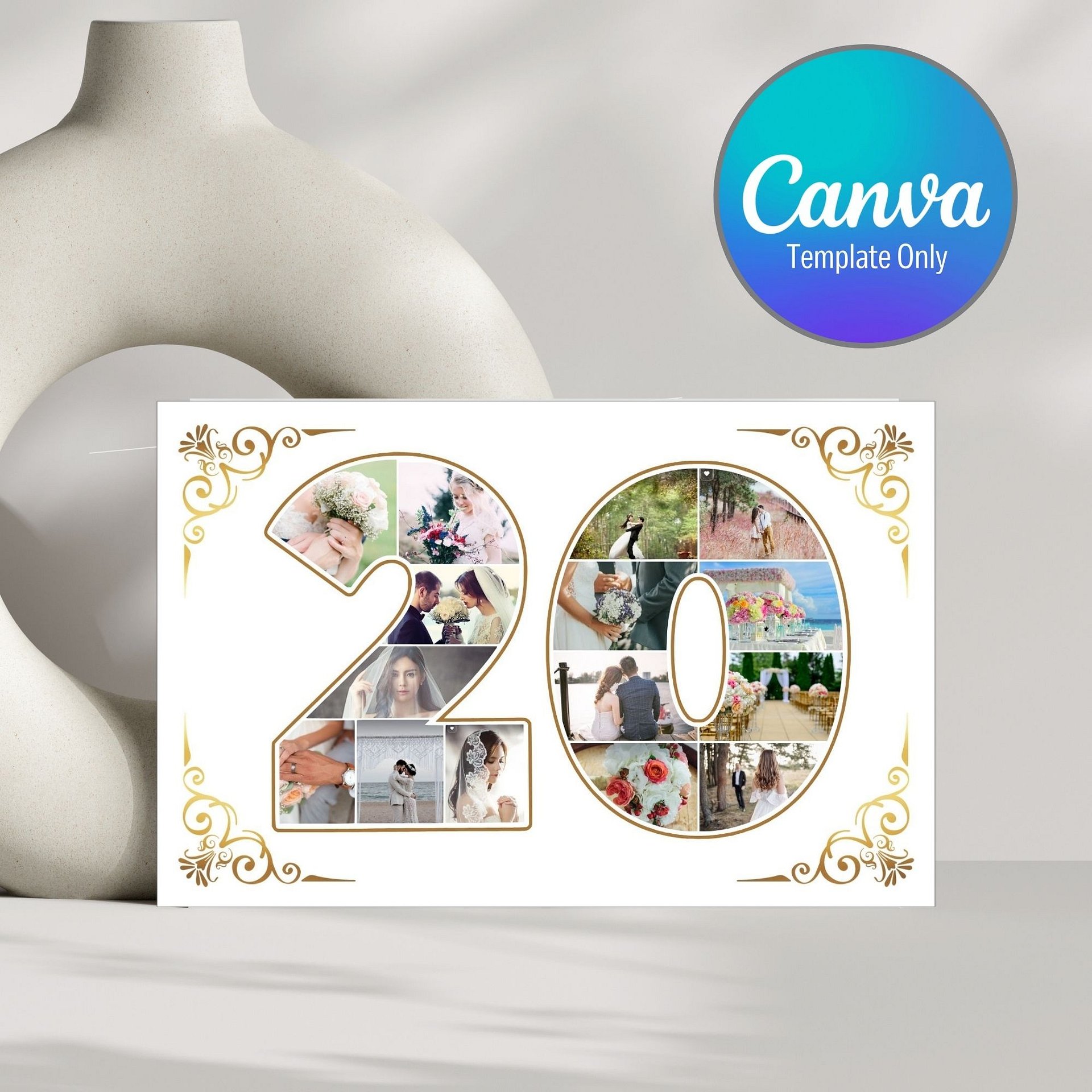 Twenty Year Celebration Card Photo Collage Canva Template product image (1)