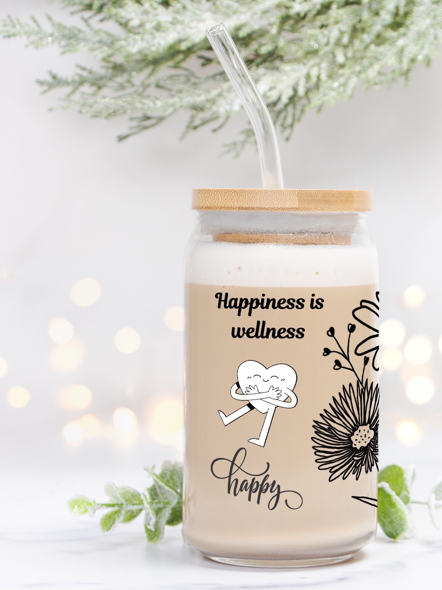 Wellness inspired Glass Can tumbler product image (4)