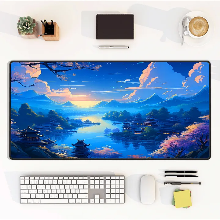 Azure Blossom Large Desk mat (15.5 x 31.5) product image (1)