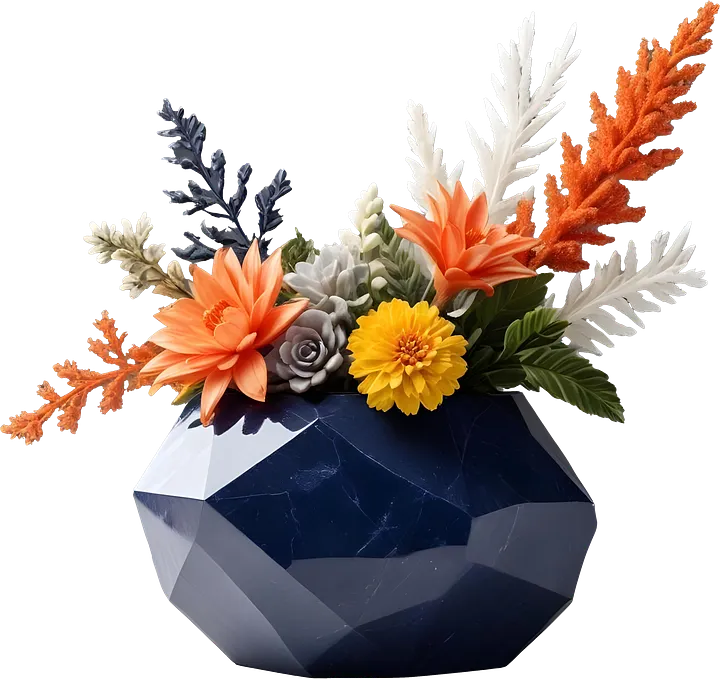 Golden Tides – Tropical Luxe Faceted Vase PNG product image (1)