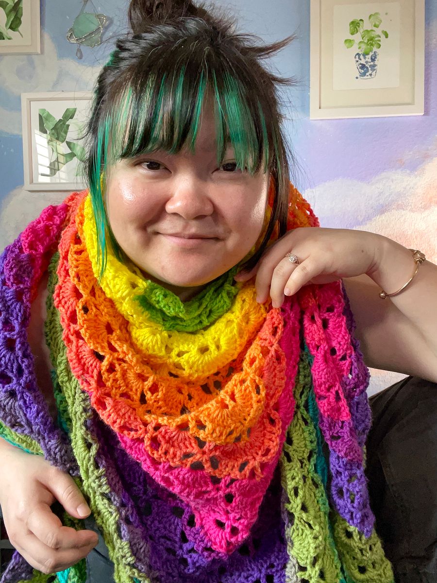 Oversized Crochet Rainbow Shawl product image (1)