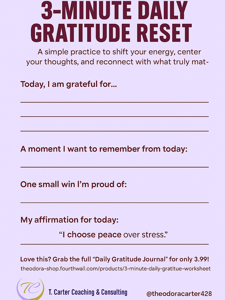 3-Minute Daily Gratitude Worksheet product image (1)