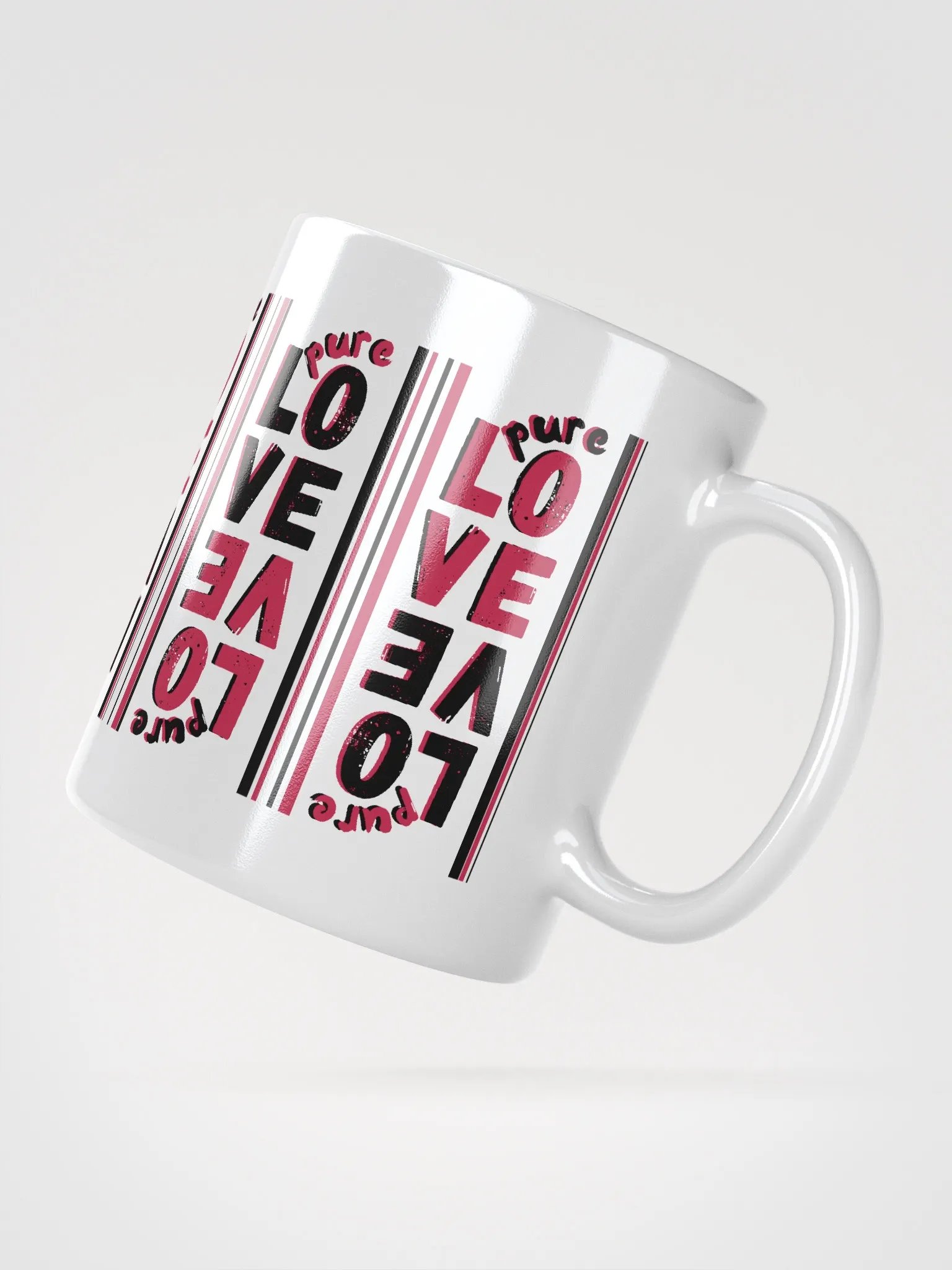 Pure LOVE dual Color Stripes in Black-Magenta - white glossy Mug product image (4)