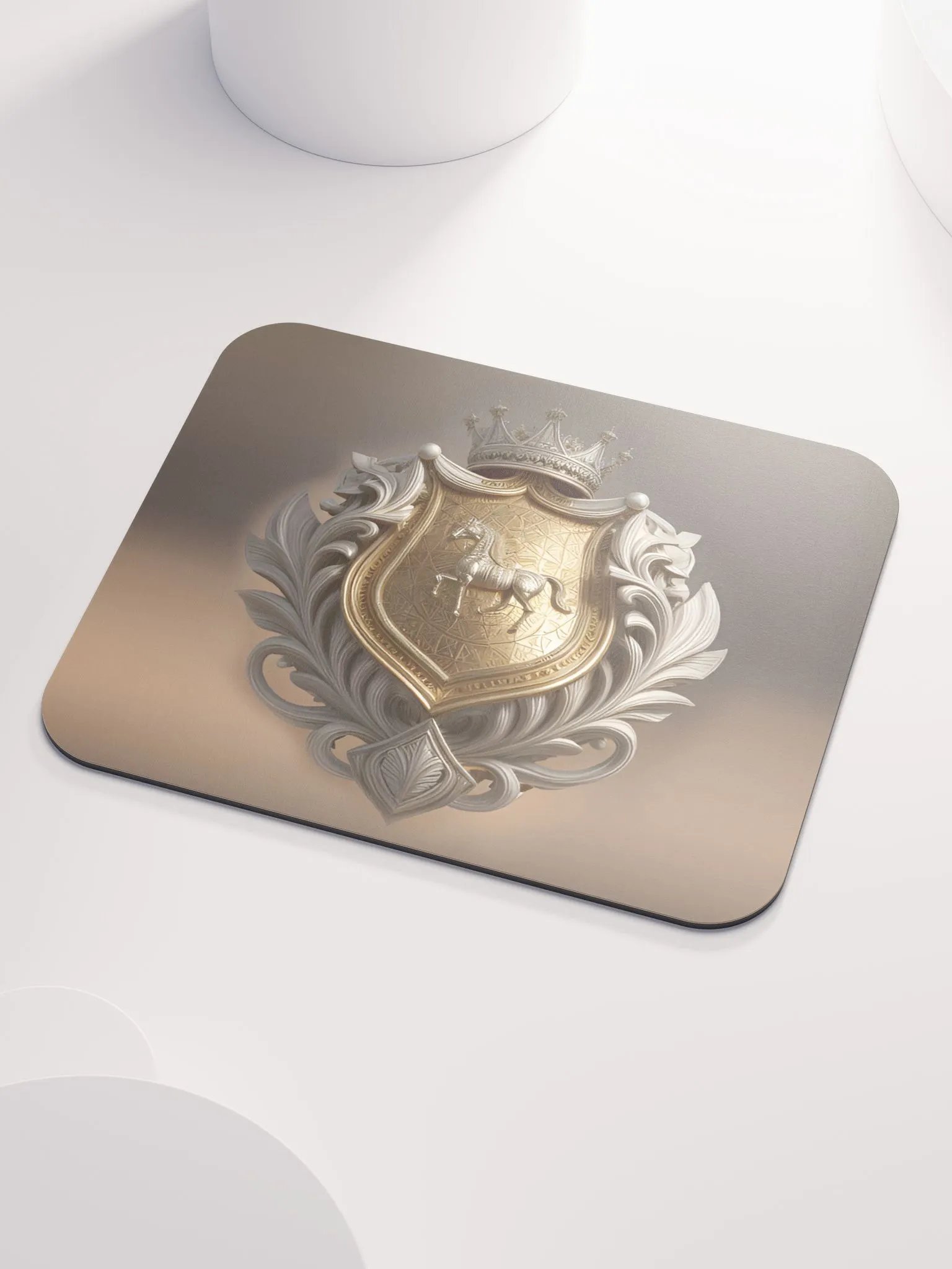 White & Gold Horse Classic Mouse Pad product image (3)