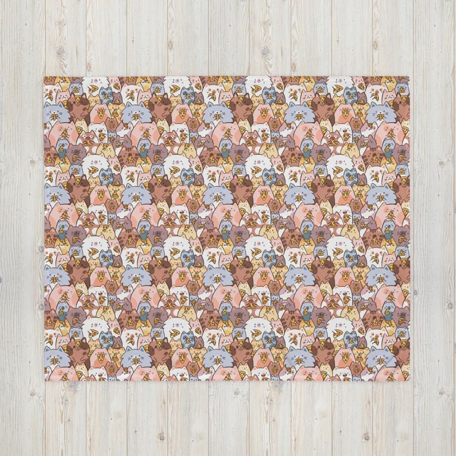 Whimsical Pizza Cats Throw Blanket product image (5)