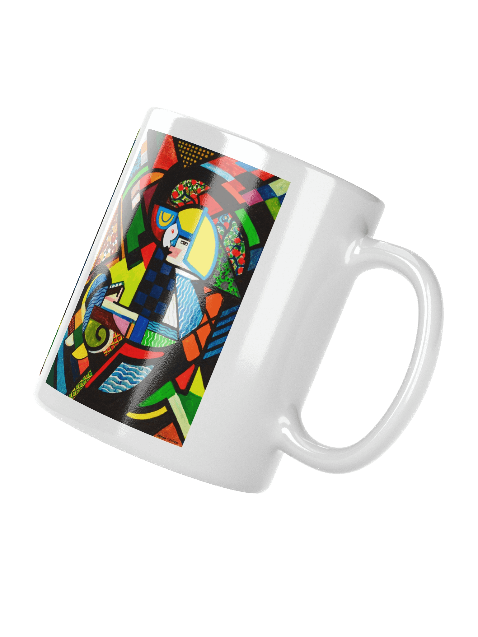 Cubist Abstract Coffee Mug Vibrant Geometric Modern Art Design product image (3)