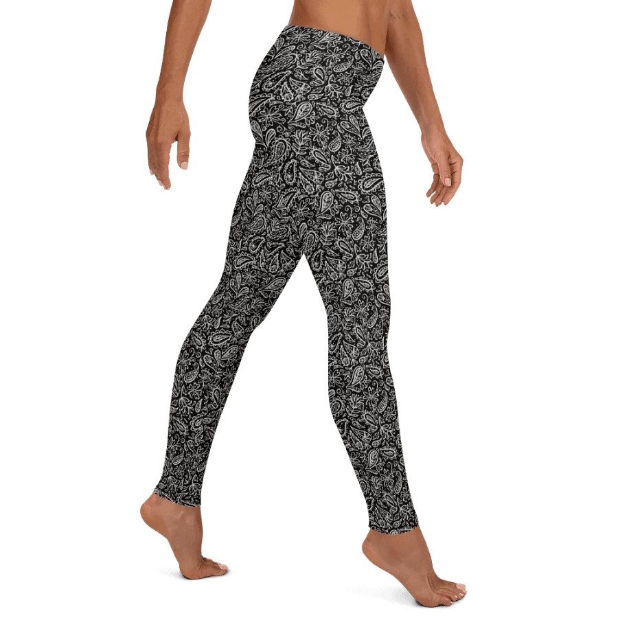 Leggings in  classy white payesley  on black design with slight sparkle. Ideal for that special event product image (5)