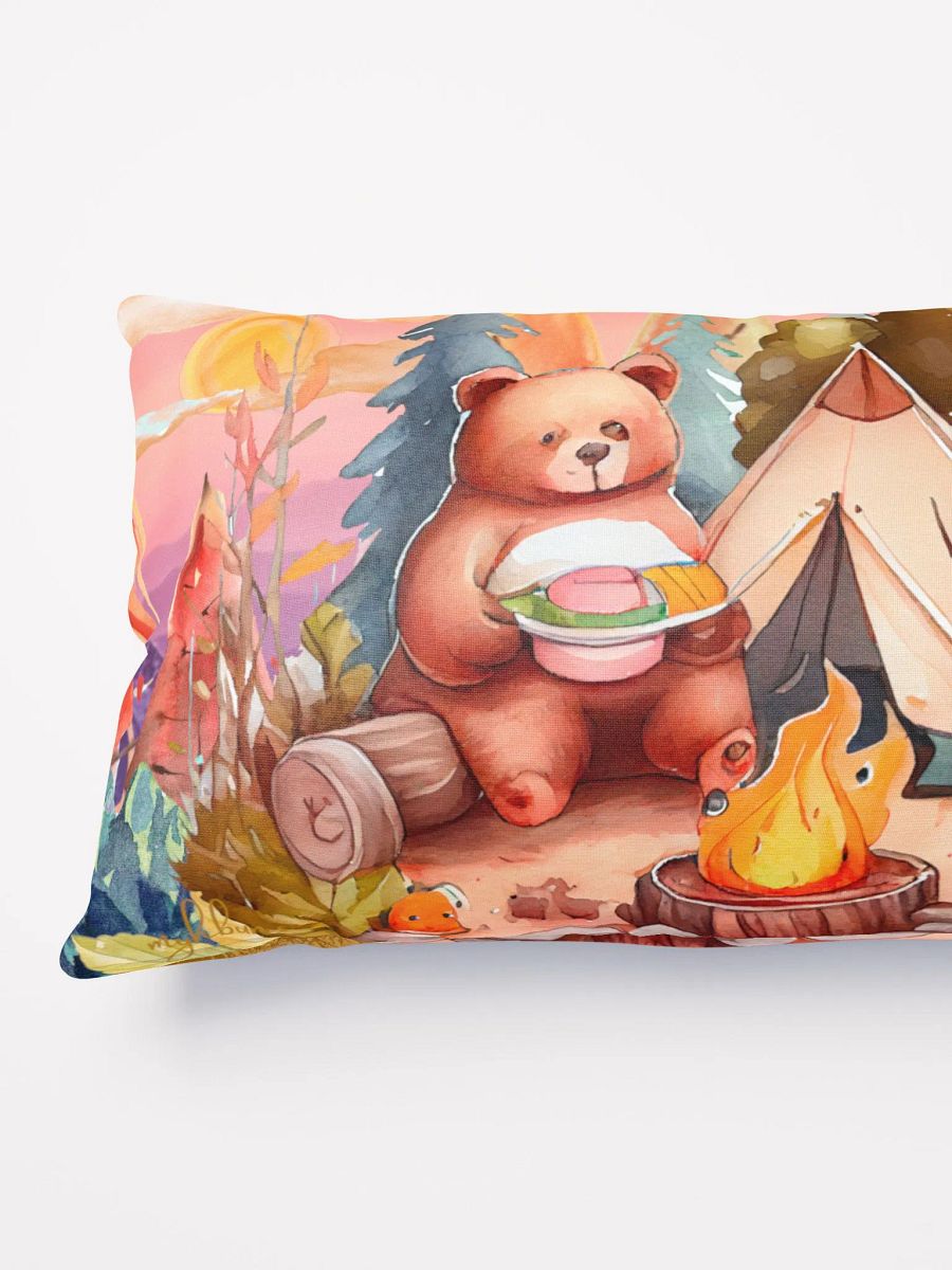 Camping Bear Throw Pillow | Jungle Campfire Scene | 3 Sizes Available product image (3)