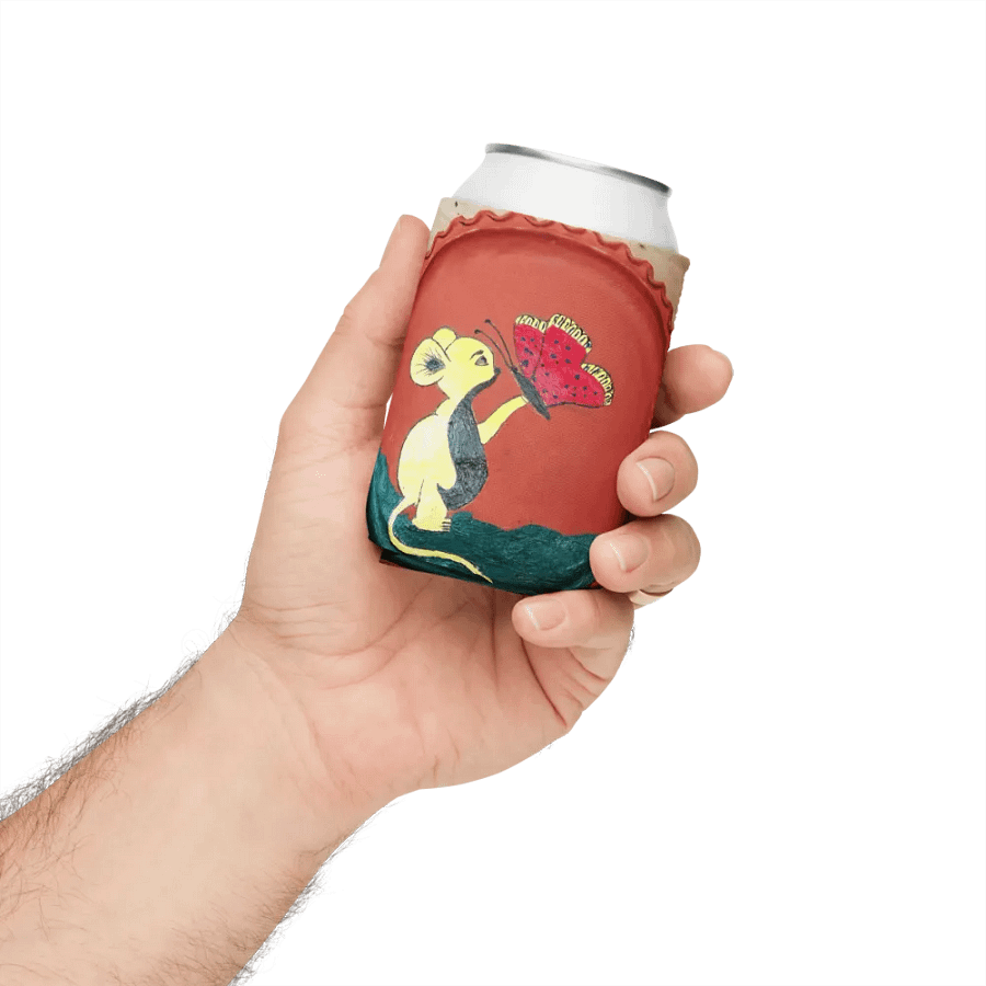 Whimsical Mouse and Butterfly Can Cooler product image (5)