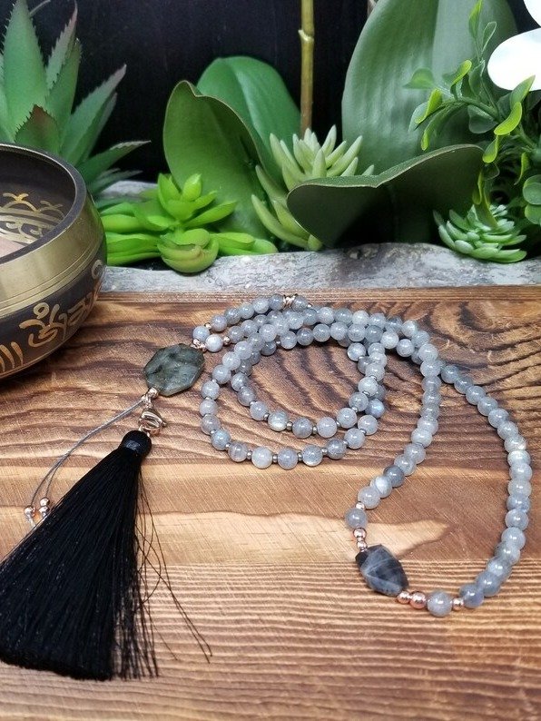 Labradorite Mala Necklace: Handcrafted Wellness Jewelry product image (1)