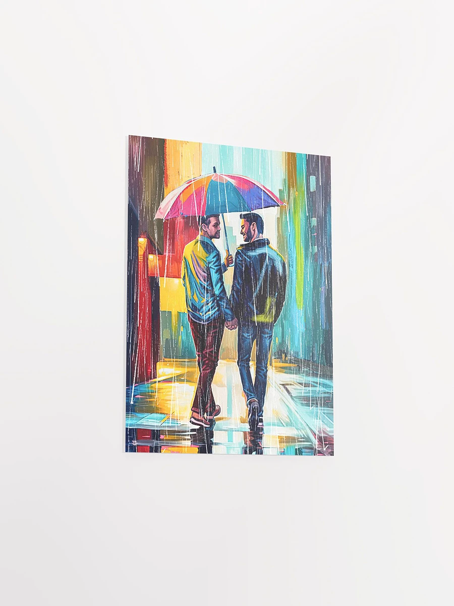 Gay Couple In The Rain – Colorful Two Hearts Matte Poster product image (3)