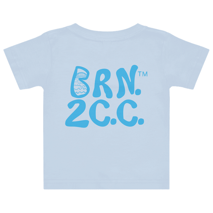 BOURNE to Cape Cod™ | DTG Vintage Print | Baby Jersey T-Shirt | BRN.2C.C.™ Logo Back | Coastal Cotton Tee for Little Explorers | Deep Sky Blue Logo product image (2)