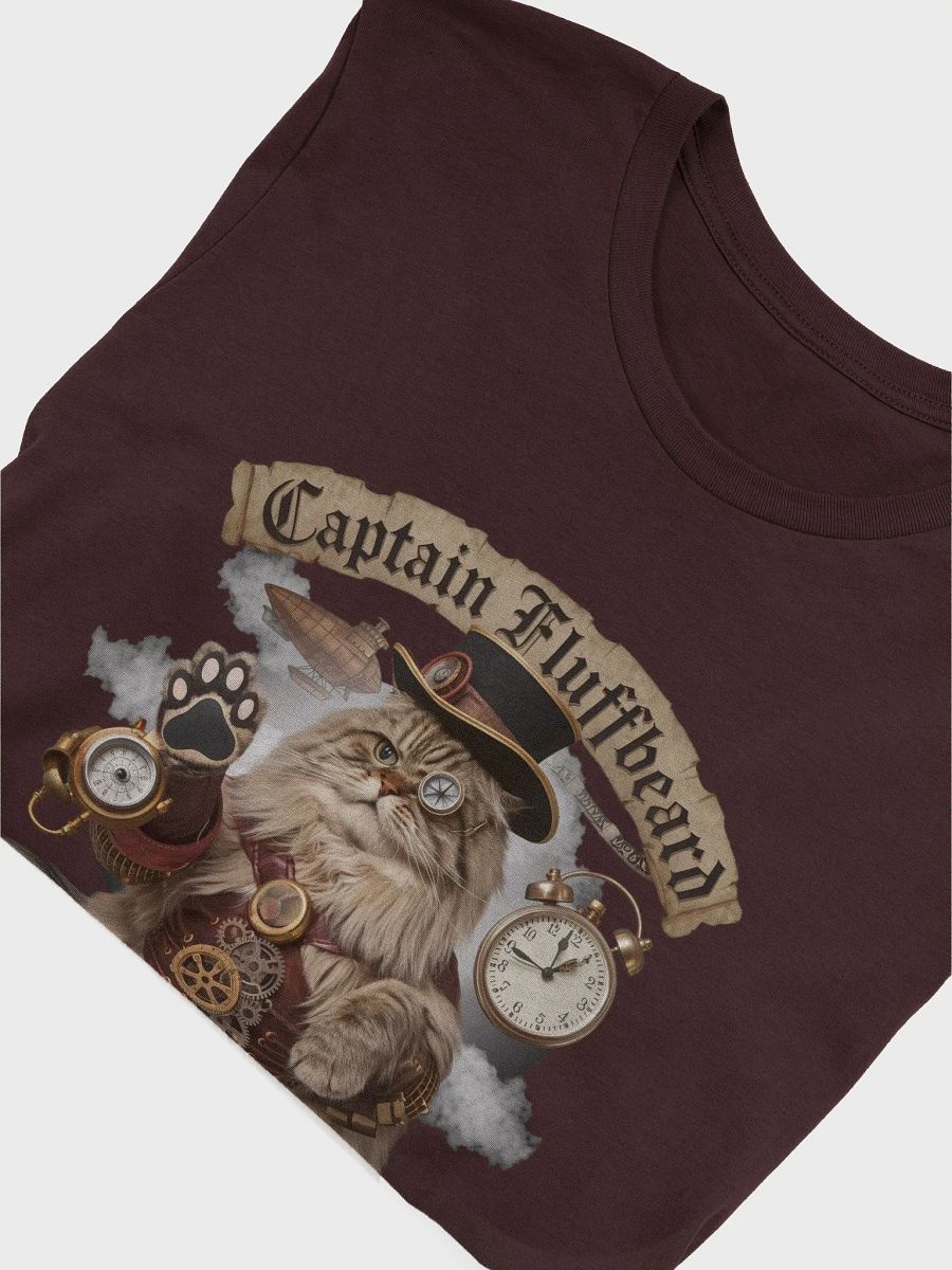 Captain Fluffbeard Steampunk Sky Pirate Cat T-Shirt product image (9)