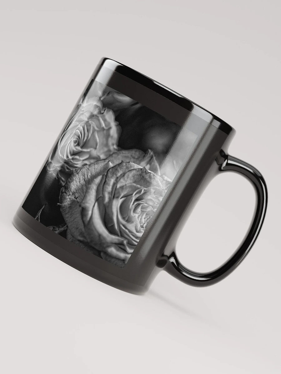 Black and White Tea Roses Black Coffee Mug product image (8)