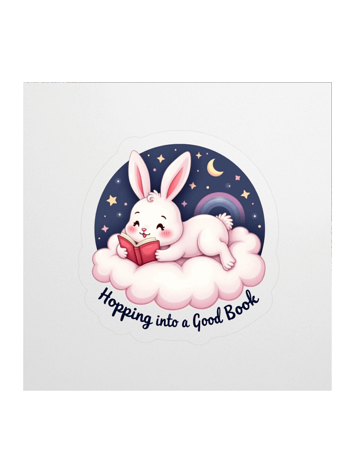 Hopping into a Good Book – Cute Bunny Sticker product image (1)