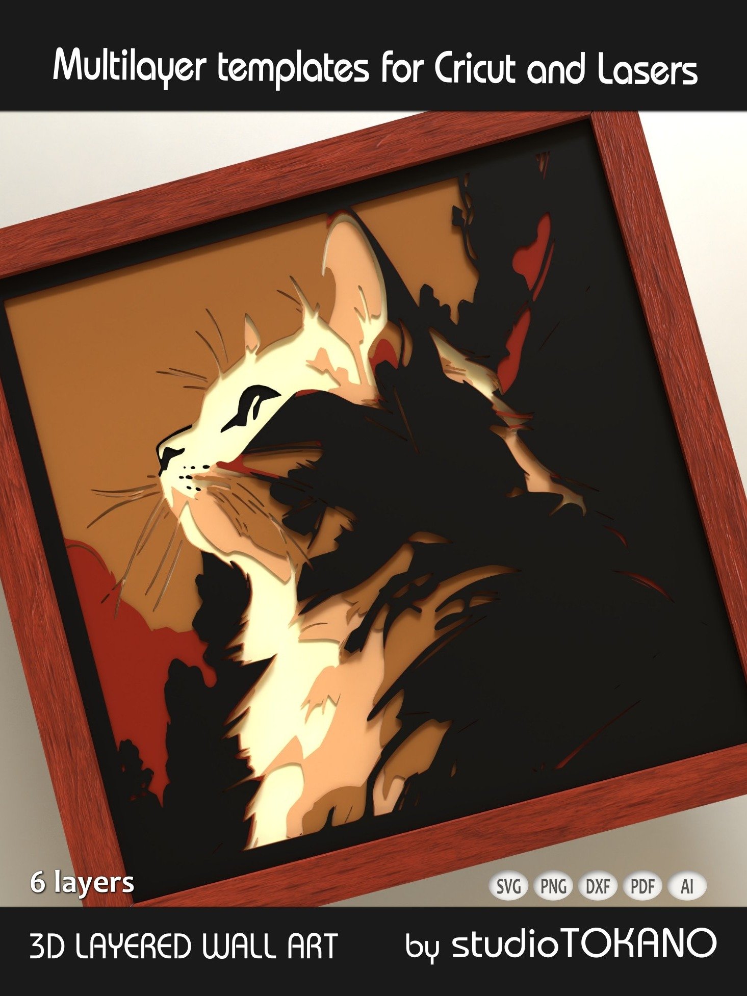 Cat 3D SVG Cut File product image (5)