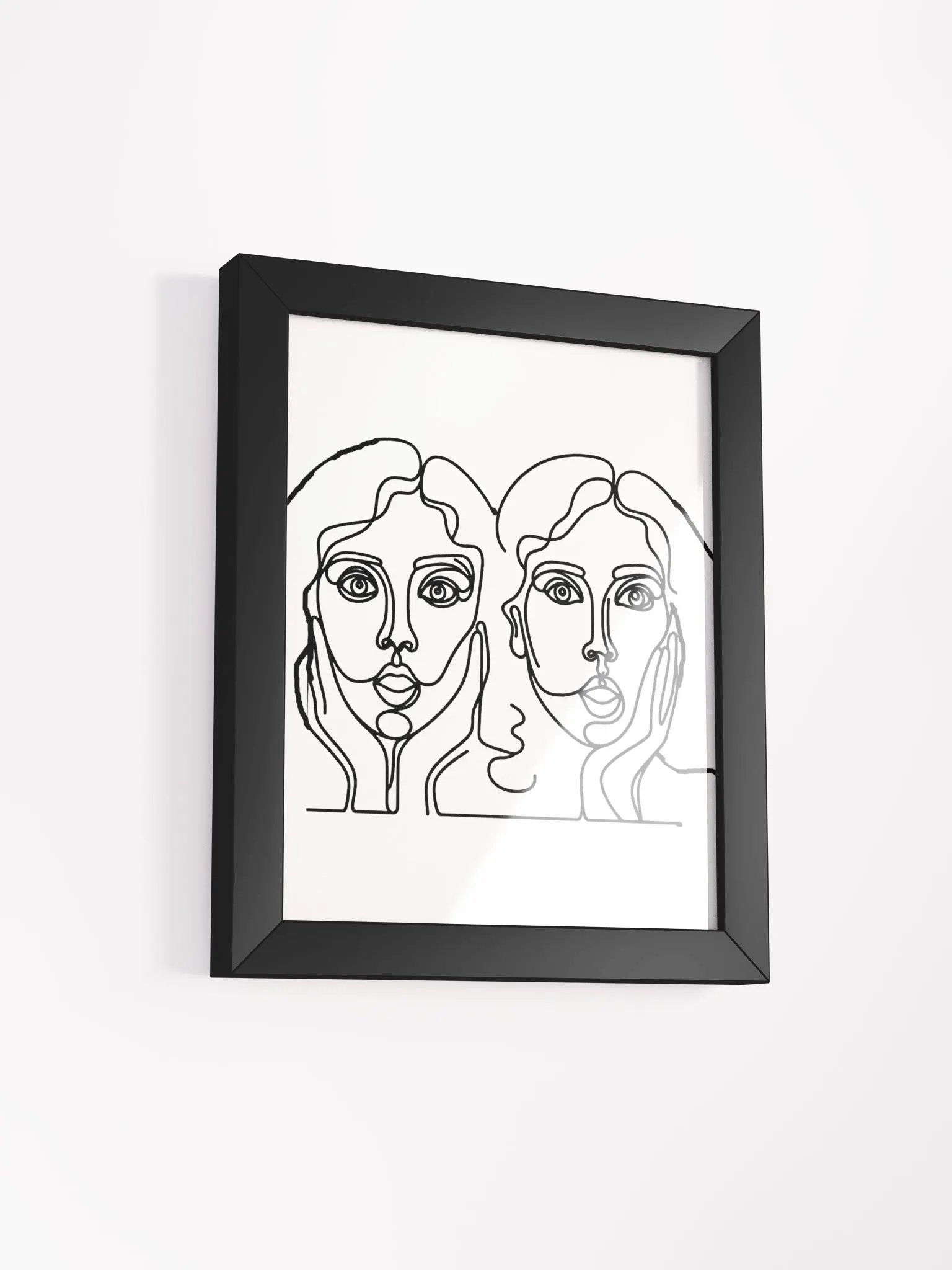 Shocked Women Expression Line Art Wood Framed Matte Poster product image (16)
