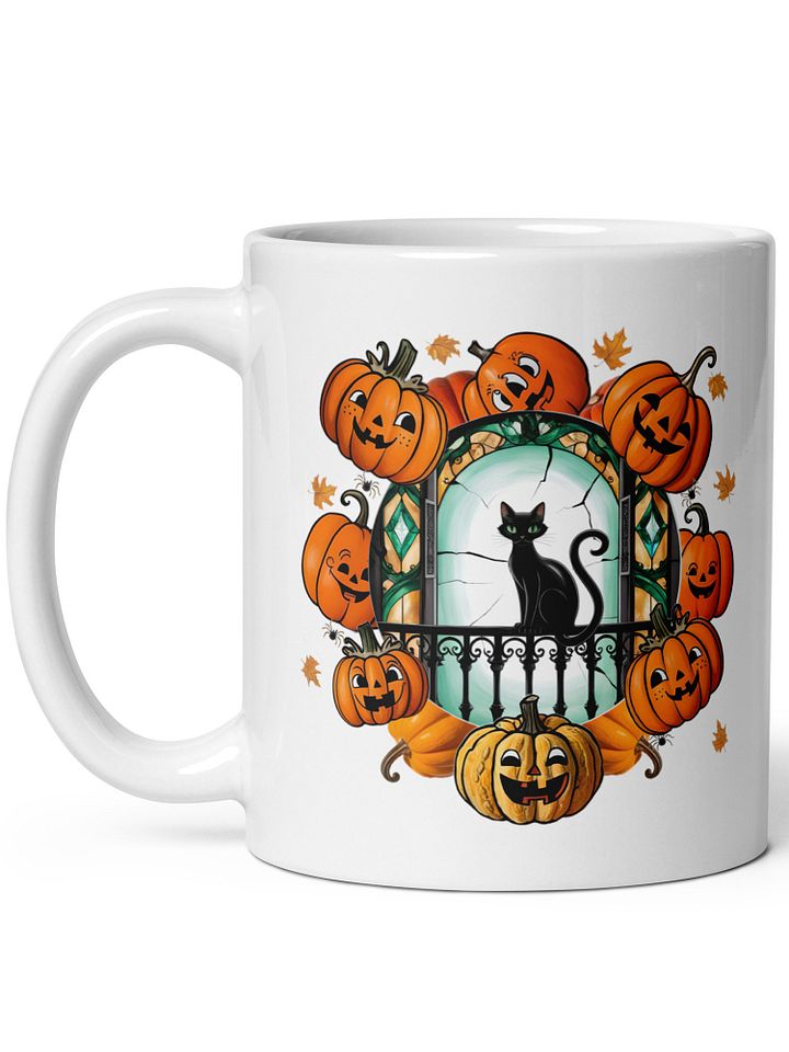 Personalized Cats, Pumpkins and Stained Glass Windows White Glossy Mug product image (2)