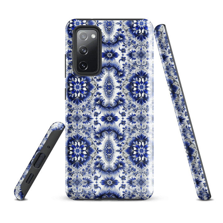 Tough Phone Case for Samsung® - Intricate Blue and White Floral Design product image (1)