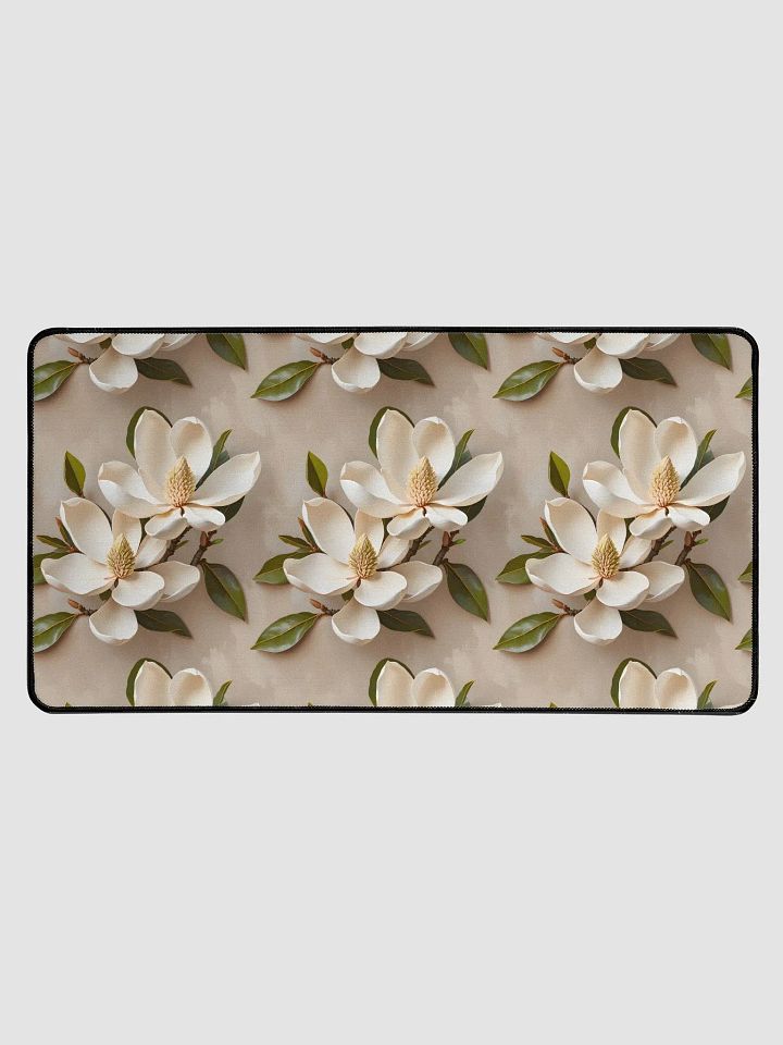 Desk Mat (31.5x15.5 inches) - Magnolia Pattern on a Painted Beige Background product image (1)