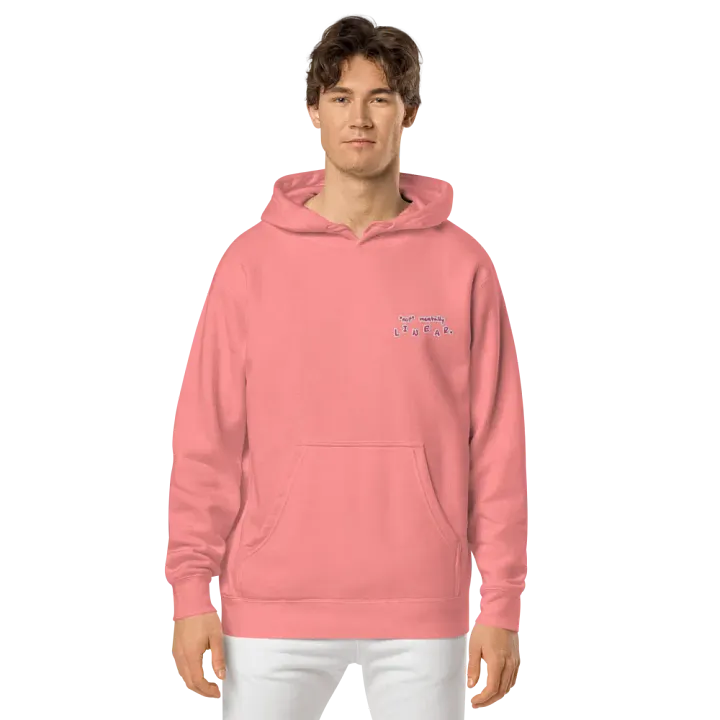 *not* mentally linear (L.C. pink bubble design) embroidered pigment hoodie product image (2)