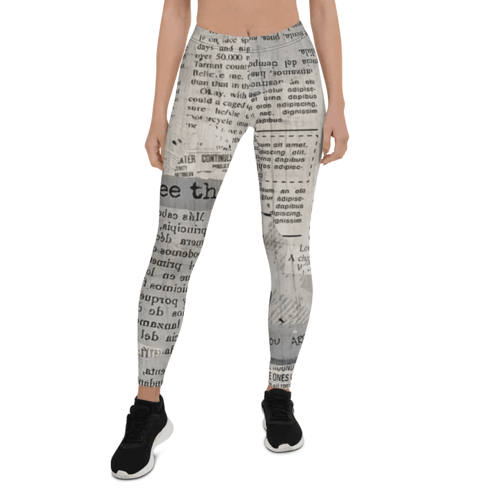 Leggings – Newspaper Style Print for Trendy & Unique Fashion product image (1)
