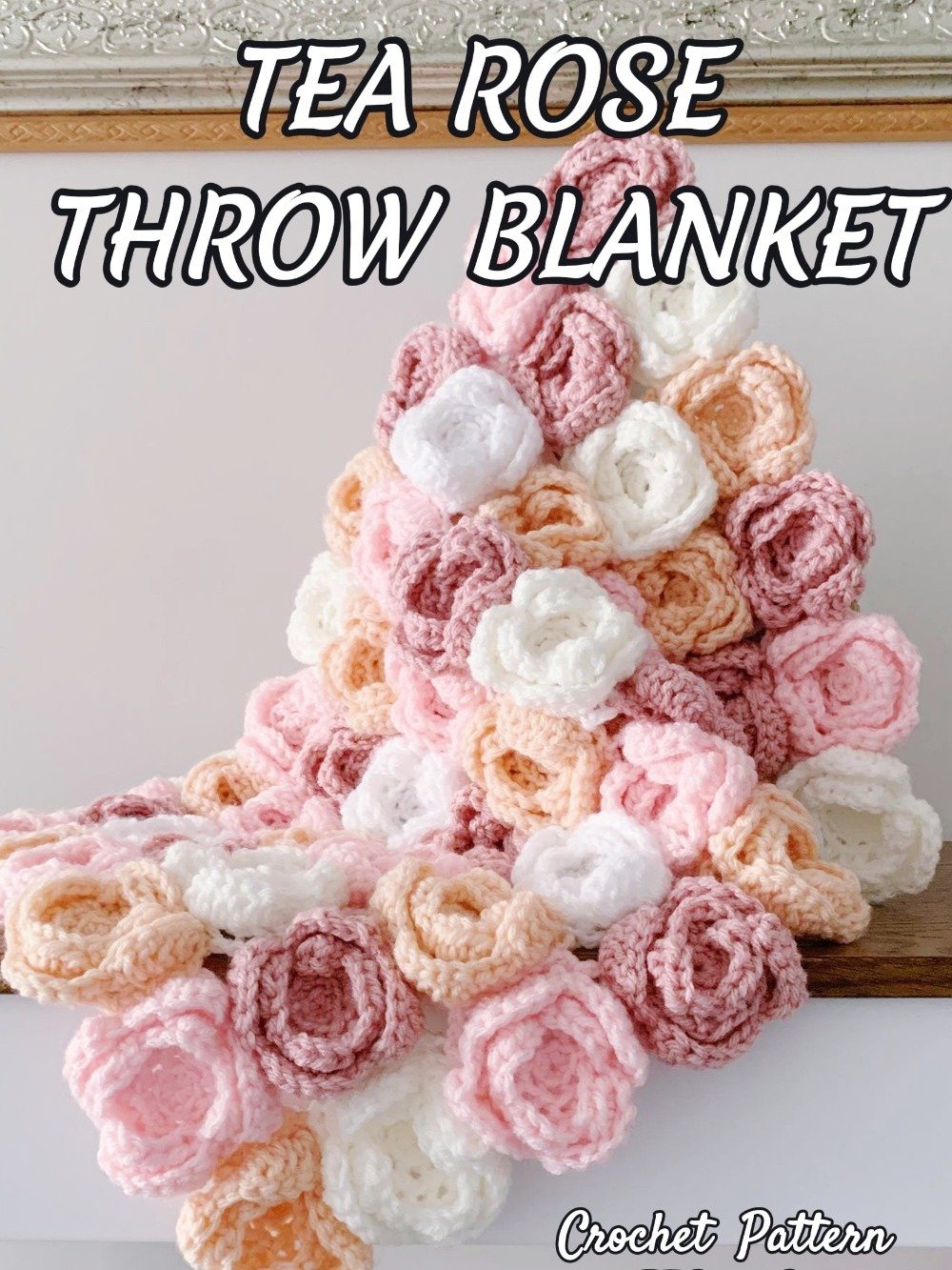 Tea Rose Baby Blanket Crochet Pattern & Video, Tea Rose Throw Blanket Home Decor Accent product image (6)