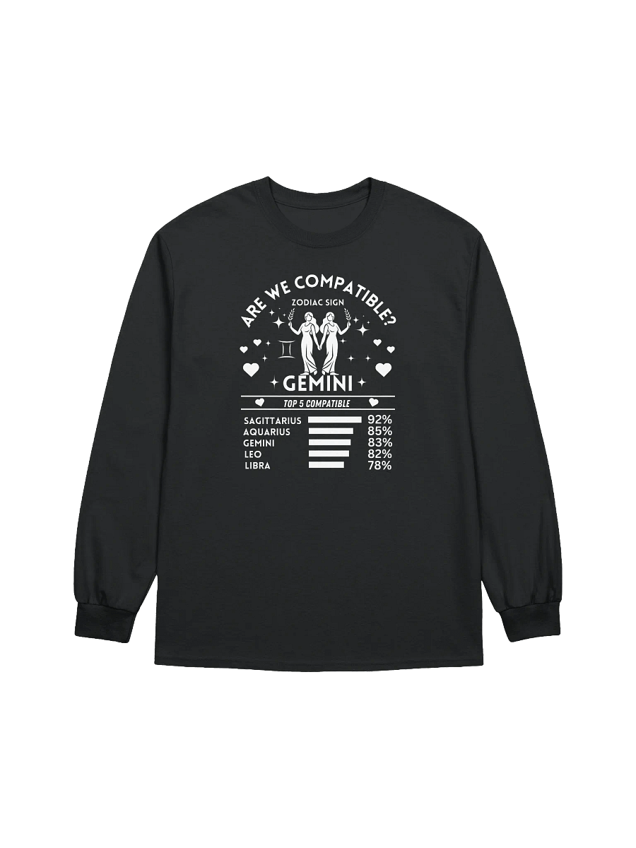 Gemini Zodiac Sign Romantic Compatibility - Gildan Ultra Cotton Unisex Long Sleeve T-Shirt - Dark Colors product image (2)