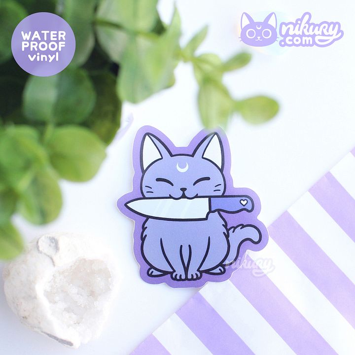 Black Meowgic | Stabby Cat Vinyl Sticker product image (2)