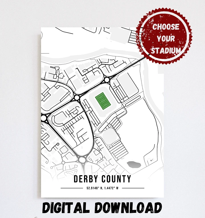 Derby County Map Design Digital Download product image (2)