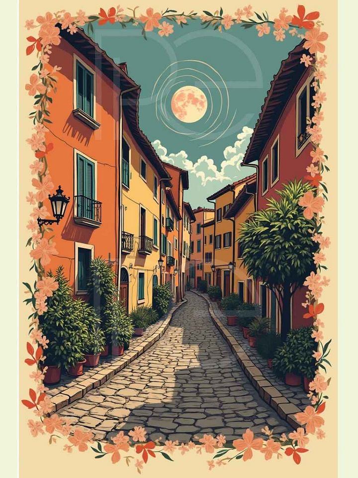 Moonlit Floral Street - 12x18 product image (1)