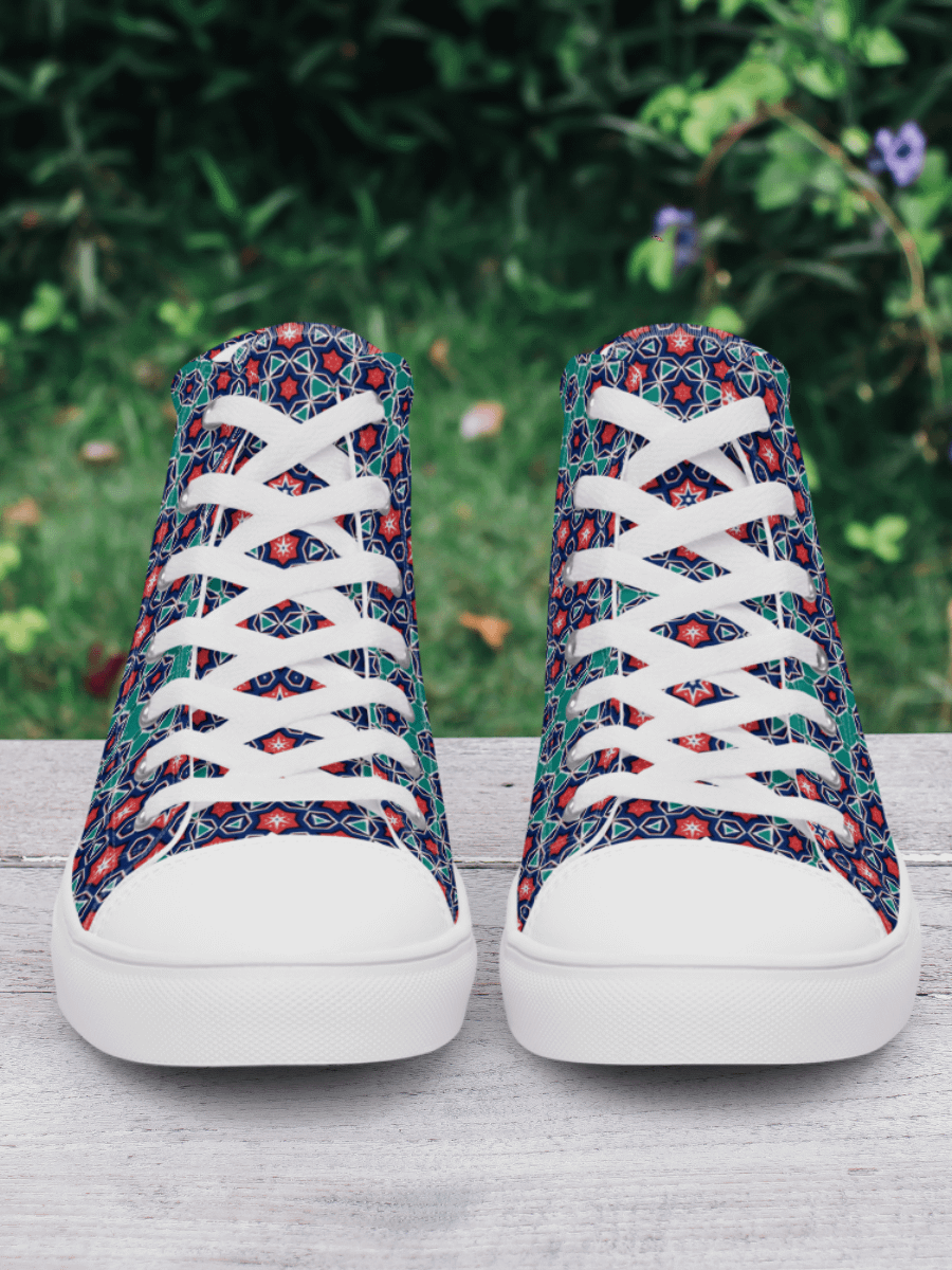 Symmetry Chic: Geometric High Top Canvas Shoes product image (3)