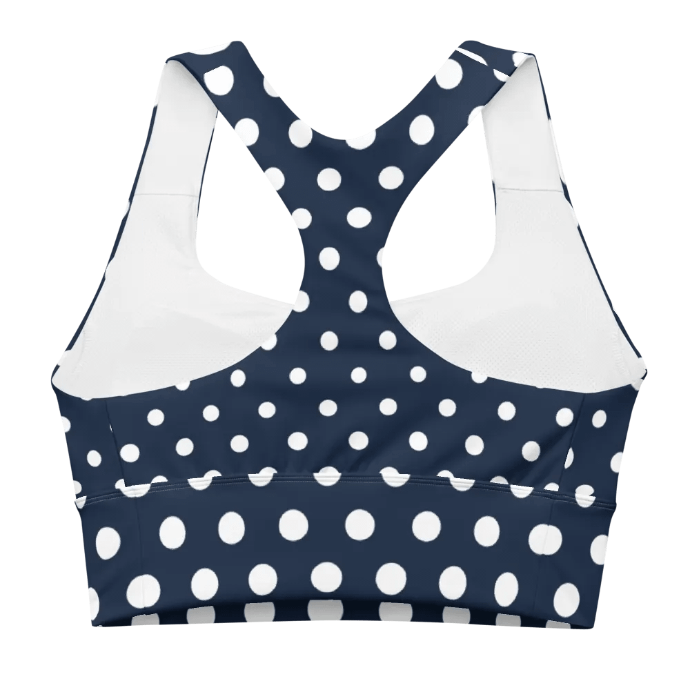 White/Navy Polka Dots Sports Bra product image (6)