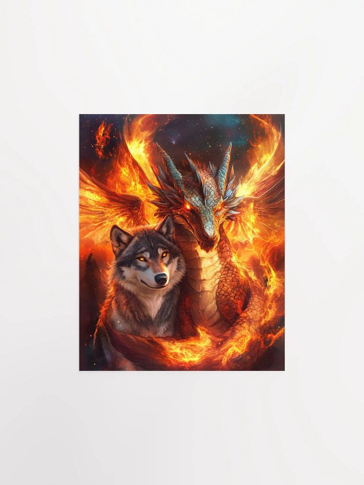Fire dragon & wolf 01 - Poster product image (1)