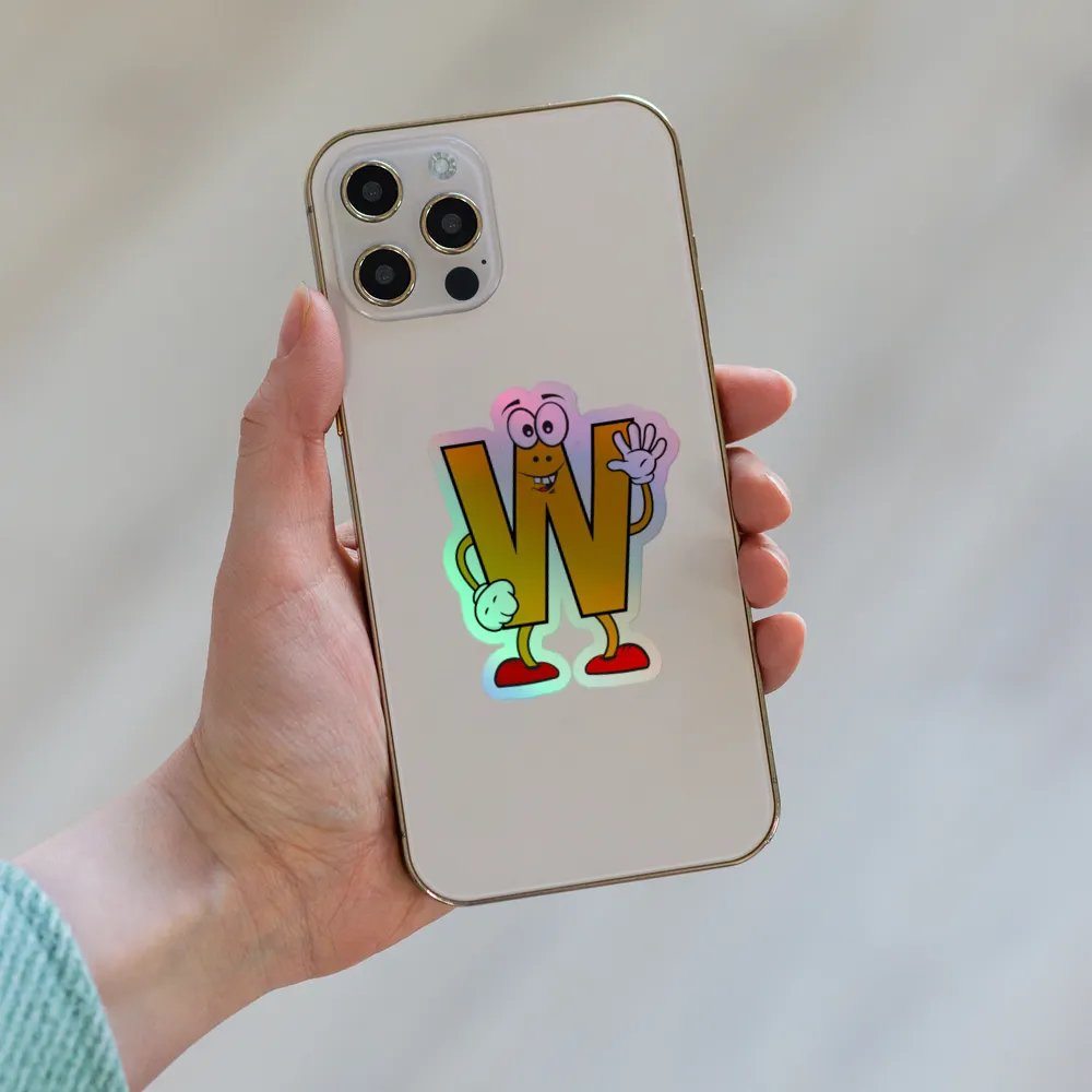 W Letter Cartoon Character Holographic Sticker product image (8)