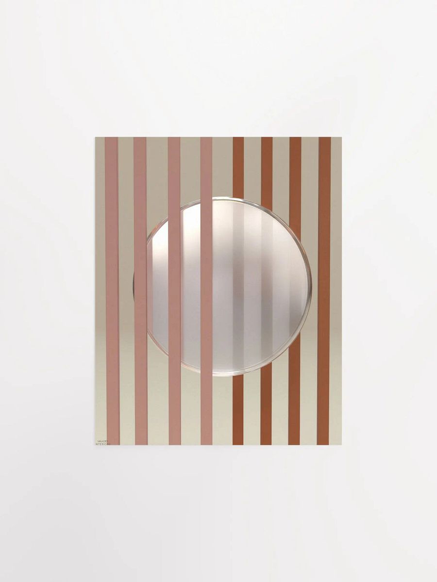 Minimalist 3D Digital Art | Pink and Brown Lines White Circle on Nude Background product image (2)