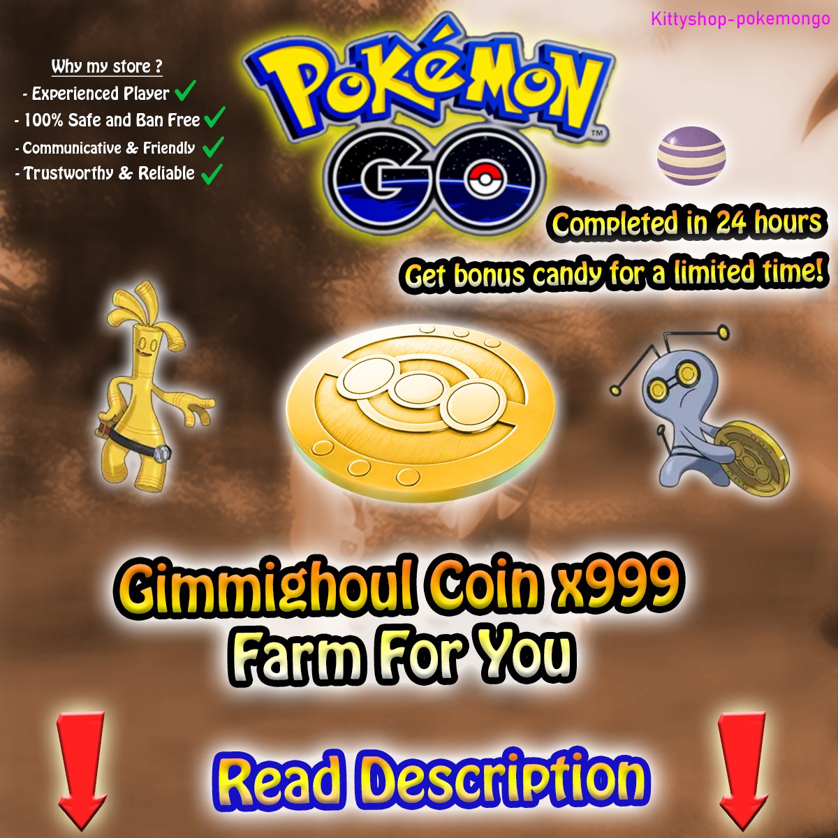 Pokémon Go!🪙- Gimmighoul Coin x999 (100% safe) Fast Delivery ✅ Done in 24 hours product image (1)