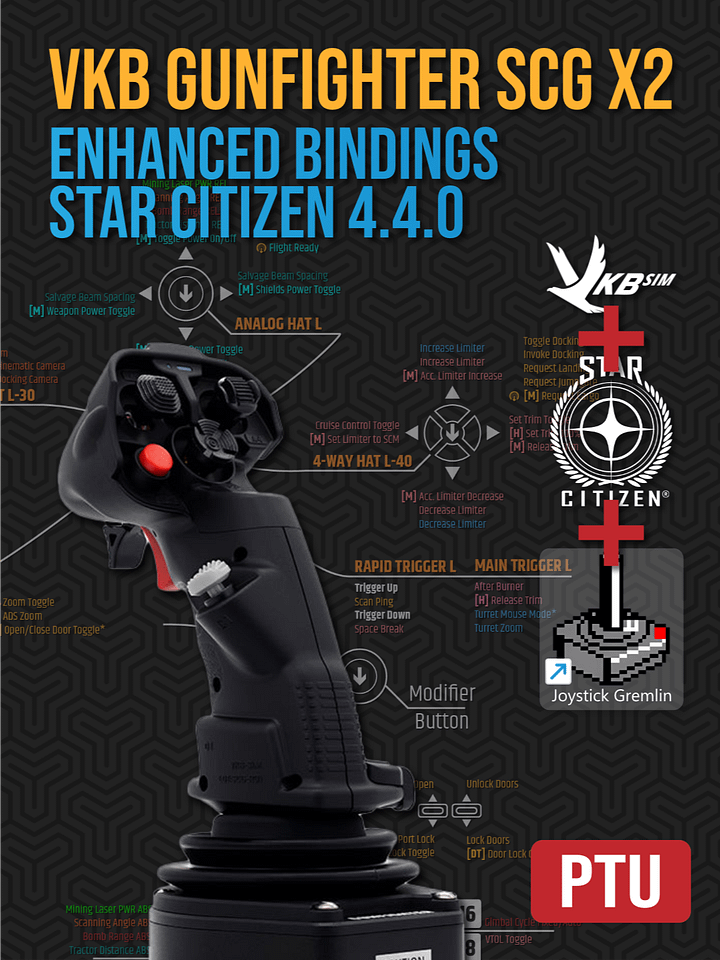 VKB Gunfighter Enhanced Dual Star Citizen Bindings | Joystick Gremlin Required product image (1)