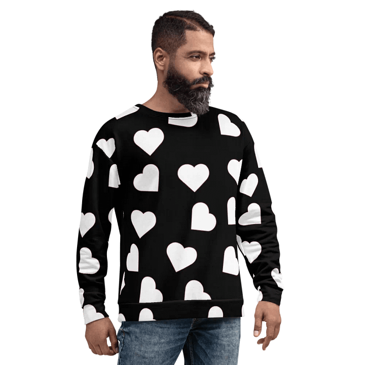 Love Pattern 5 Black and White Unisex Sweatshirt product image (2)