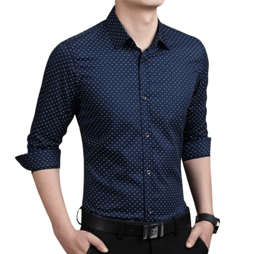 Brand Fashion Male Shirt Long-Sleeves Tops Polka Dot Printing Mens Dress Shirts Slim Men Shirt Plus Size M-5XL FGT product image (1)