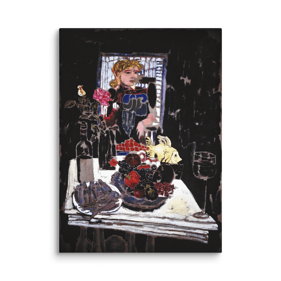Still Life on White Table (aka Helga) (1987) on canvas (40" x 55") product image (3)