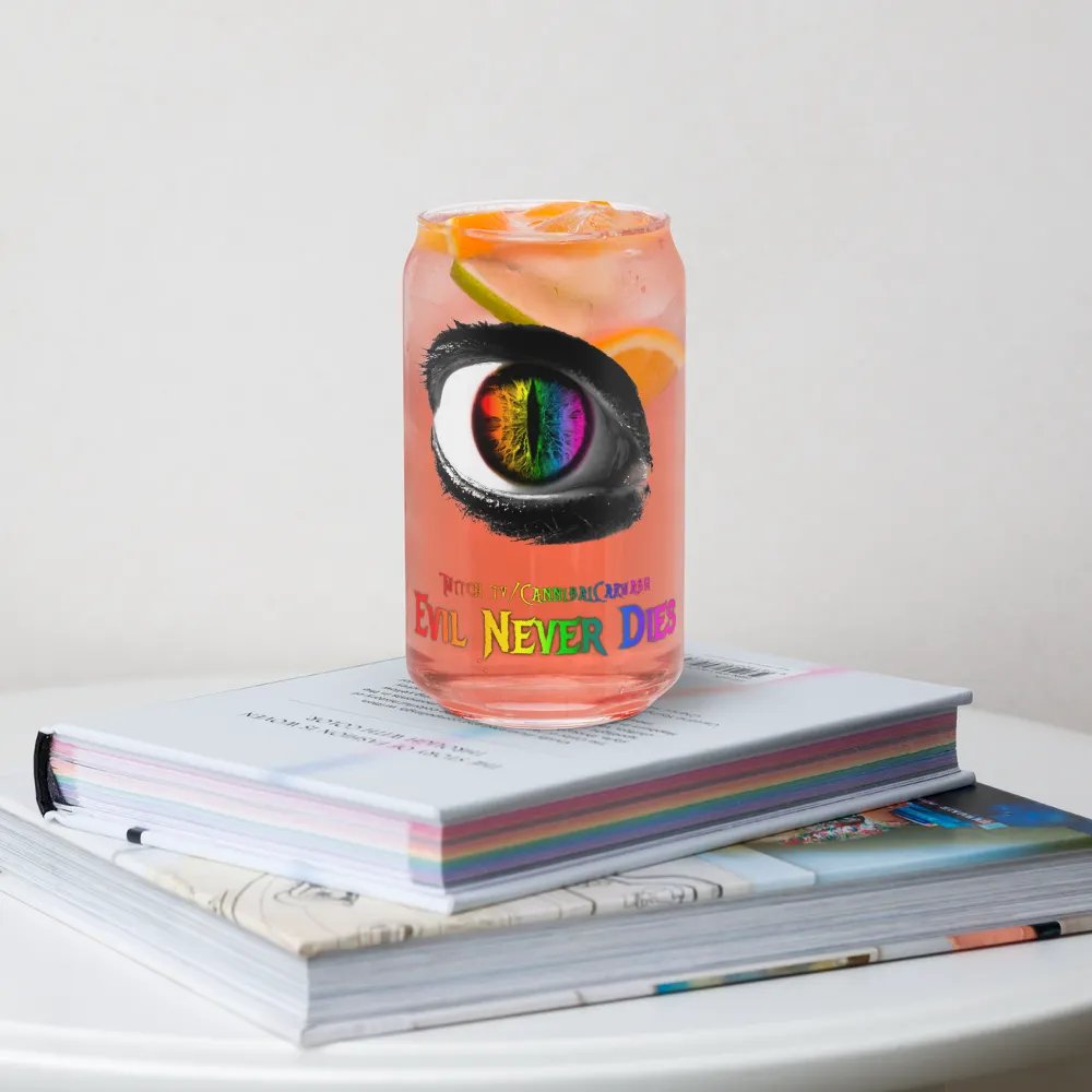 Rainbow Evil Never Dies Logo Glass Cup product image (34)