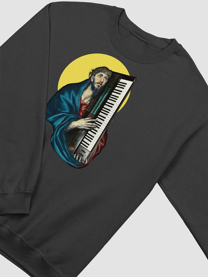 Christ Carrying the DX7 by Frank Fonik (Yamaha DX7), Techno EDM Classic Crewneck Sweatshirt product image (1)