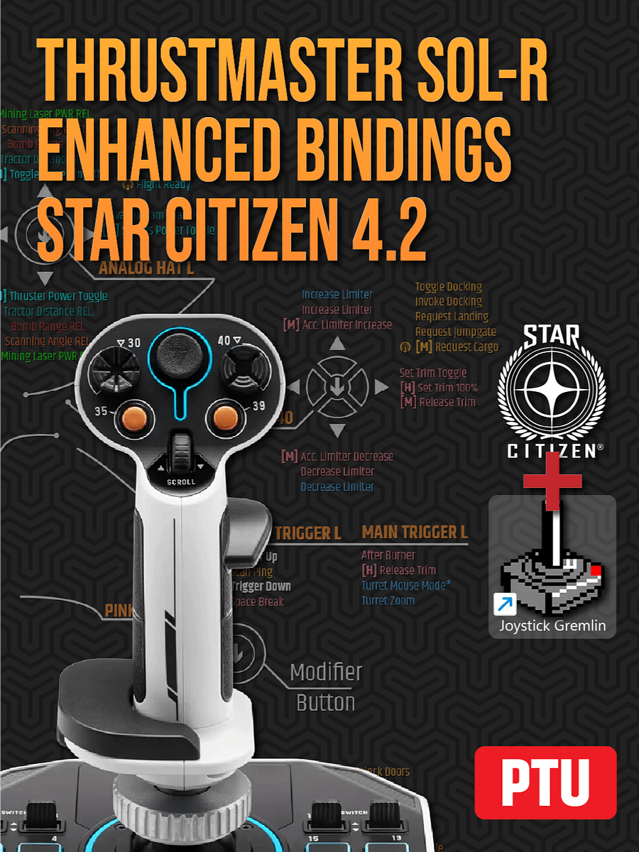PTU: Thrustmaster SOL-R Enhanced Dual Star Citizen Bindings | Joystick Gremlin Required product image (1)